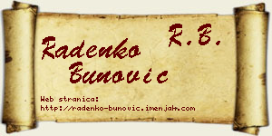 Radenko Bunović vizit kartica